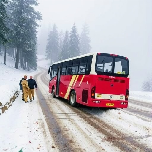 辽宁大连一大巴因雨雪天气侧翻 致1死2伤(图3) 辽宁大连一大巴因雨雪天气侧翻 致1死2伤(图3)