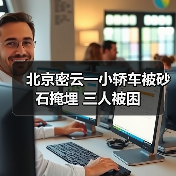 北京密云一小轿车被砂石掩埋 三人被困(图4) 北京密云一小轿车被砂石掩埋 三人被困(图4)