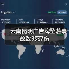 云南昆明广告牌坠落事故致3死7伤（图1）