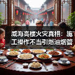 威海高楼火灾真相:施工操作不当引燃油烟管道(图2) 威海高楼火灾真相:施工操作不当引燃油烟管道(图2)