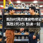 揭阳村民自建房电梯坠落致2死2伤 惊魂一刻（图3）